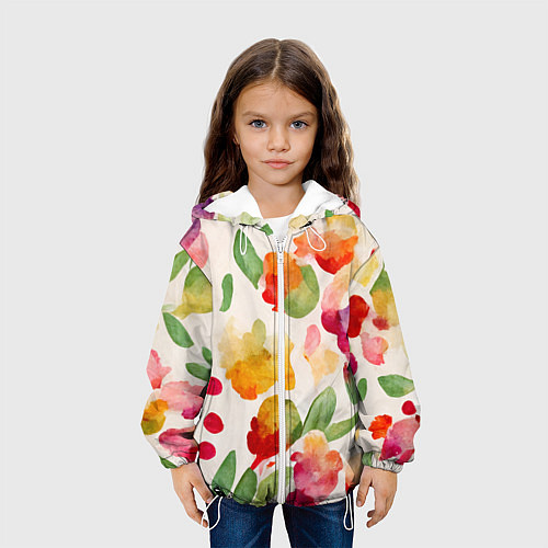 Детская куртка Романтичные акварельные цветы / 3D-Белый – фото 3
