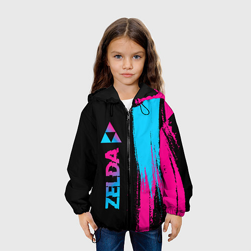 Детская куртка Zelda - neon gradient: по-вертикали / 3D-Черный – фото 3