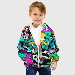Куртка с капюшоном детская Барт Симпсон - центр-форвард на фоне граффити, цвет: 3D-белый — фото 2