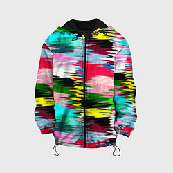 Куртка с капюшоном детская Абстрактный многоцветный неоновый узор, цвет: 3D-черный