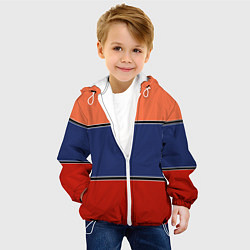 Куртка с капюшоном детская Combined pattern striped orange red blue, цвет: 3D-белый — фото 2