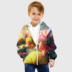 Куртка с капюшоном детская Цветы абстракция, цвет: 3D-белый — фото 2