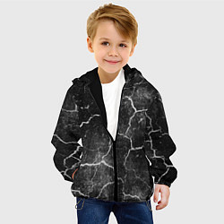 Куртка с капюшоном детская Трещины инверсия, цвет: 3D-черный — фото 2
