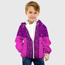 Куртка с капюшоном детская Розовый комбинированный неоновый узор, цвет: 3D-белый — фото 2