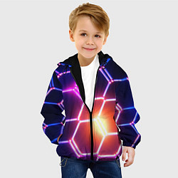 Куртка с капюшоном детская Магическая неоновая броня, цвет: 3D-черный — фото 2