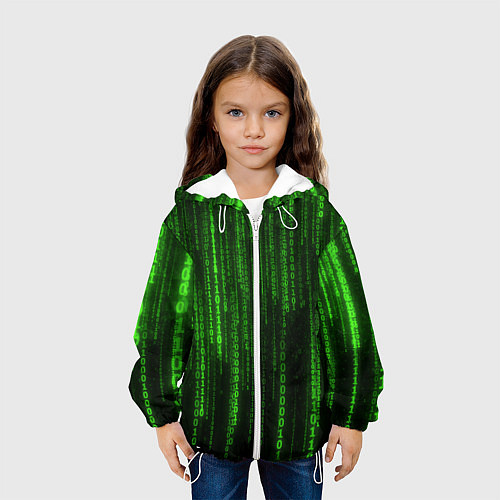 Детская куртка Двоичный код зеленый / 3D-Белый – фото 3