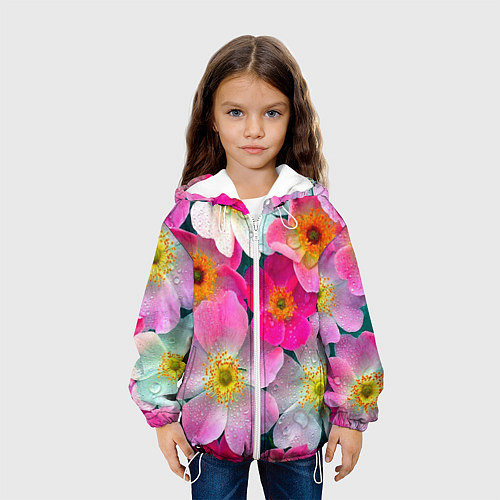 Детская куртка Сказочные разноцветные цветы / 3D-Белый – фото 3