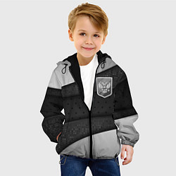 Куртка с капюшоном детская Черно-белый герб России, цвет: 3D-черный — фото 2