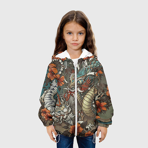 Детская куртка Тигр и дракон мифические / 3D-Белый – фото 3