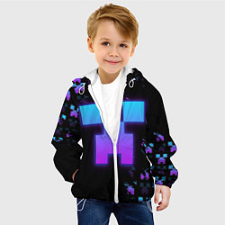 Куртка с капюшоном детская Minecraft градиент, цвет: 3D-белый — фото 2