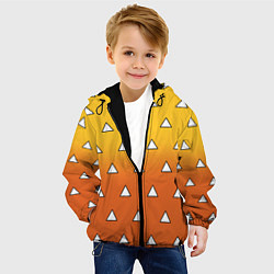 Куртка с капюшоном детская Оранжевое кимоно с треугольниками - Зеницу клинок, цвет: 3D-черный — фото 2