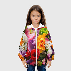 Куртка с капюшоном детская Прекрасный цветочный букет, цвет: 3D-белый — фото 2