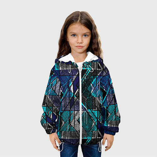 Детская куртка Сине - черная гранжевая абстракция / 3D-Белый – фото 3