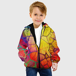 Куртка с капюшоном детская Абстрактные цветные фигуры, цвет: 3D-черный — фото 2