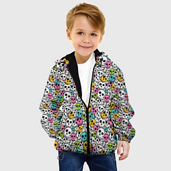 Куртка с капюшоном детская Череп разноцветный, цвет: 3D-черный — фото 2
