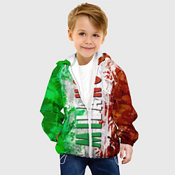 Куртка с капюшоном детская Флаг Италии - кляксы, цвет: 3D-белый — фото 2