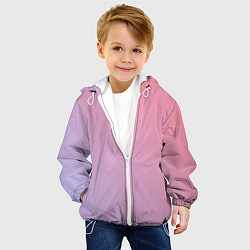 Куртка с капюшоном детская Градиент - розовая пастель, цвет: 3D-белый — фото 2