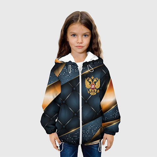 Детская куртка Золотой герб России на объемном фоне / 3D-Белый – фото 3