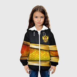 Куртка с капюшоном детская Black & gold - герб России, цвет: 3D-белый — фото 2