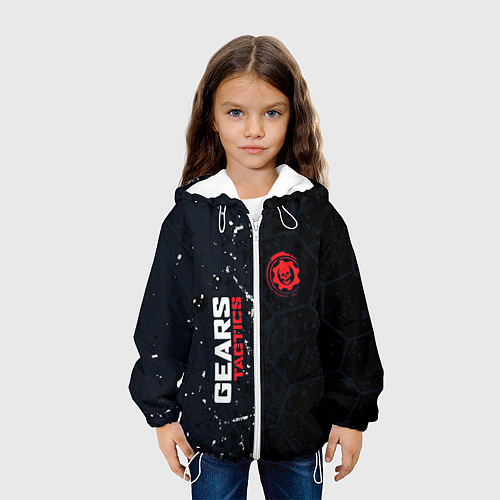 Детская куртка Gears of War красно-белой лого на темном фоне / 3D-Белый – фото 3