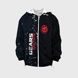 Куртка с капюшоном детская Gears of War красно-белой лого на темном фоне, цвет: 3D-белый