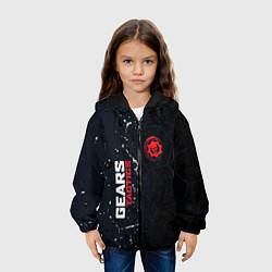 Куртка с капюшоном детская Gears of War красно-белой лого на темном фоне, цвет: 3D-черный — фото 2