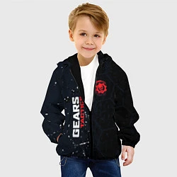 Куртка с капюшоном детская Gears of War красно-белой лого на темном фоне, цвет: 3D-черный — фото 2