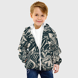 Куртка с капюшоном детская Японская тату текстура, цвет: 3D-белый — фото 2