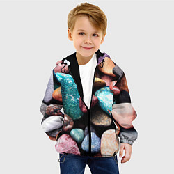 Куртка с капюшоном детская Камни разноцветные, цвет: 3D-черный — фото 2