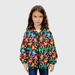 Куртка с капюшоном детская Разноцветные рыбы паттерн, цвет: 3D-черный — фото 2