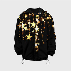 Куртка с капюшоном детская Золотые праздничные звезды, цвет: 3D-черный