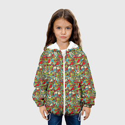 Куртка с капюшоном детская Монстрики, животные и пришельцы, цвет: 3D-белый — фото 2