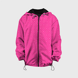 Куртка с капюшоном детская Розовый орнамент из квадратиков, цвет: 3D-черный