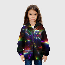 Куртка с капюшоном детская Разноцветные неоновые линии, цвет: 3D-черный — фото 2