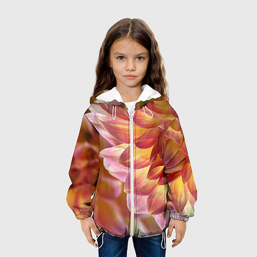 Детская куртка Оранжевые георгины лепестки / 3D-Белый – фото 3