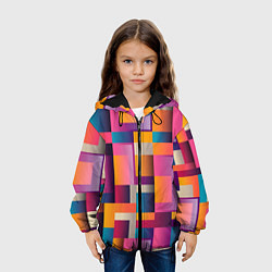 Куртка с капюшоном детская Квадрат и прямоугольники, цвет: 3D-черный — фото 2