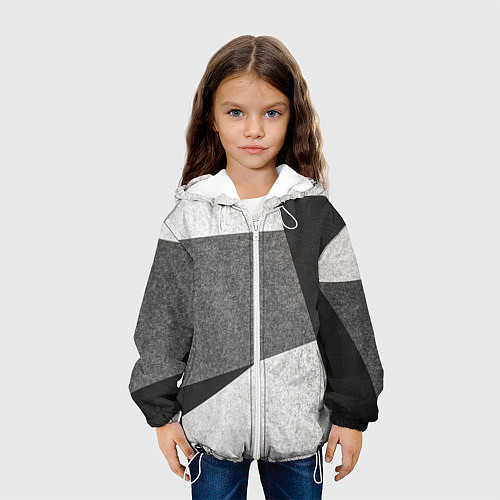 Детская куртка Белые и серые полосы на поверхности с блёстками / 3D-Белый – фото 3
