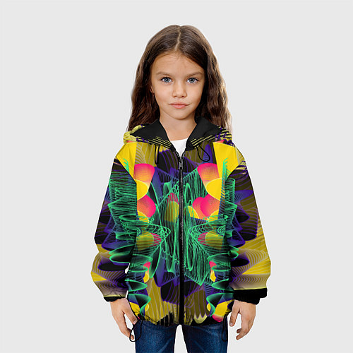 Детская куртка Цветная абстрактная полоса графика / 3D-Черный – фото 3