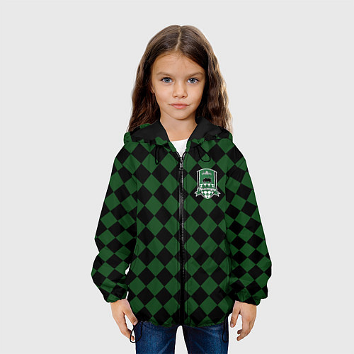 Детская куртка Краснодар черно-зеленая клетка / 3D-Черный – фото 3