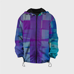 Куртка с капюшоном детская Геометрические объёмные фиолетовые кубы, цвет: 3D-черный