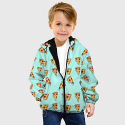 Куртка с капюшоном детская Куски пиццы на голубом фоне, цвет: 3D-черный — фото 2