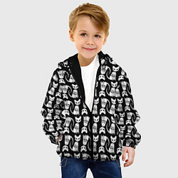Куртка с капюшоном детская Скелет кошки - Halloween pattern, цвет: 3D-черный — фото 2