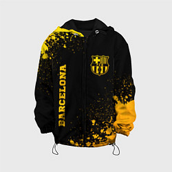 Куртка с капюшоном детская Barcelona - gold gradient: надпись, символ, цвет: 3D-черный