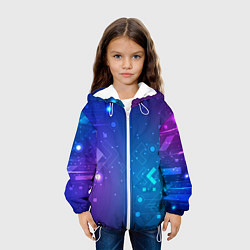 Куртка с капюшоном детская Абстракция геометрия неон, цвет: 3D-белый — фото 2