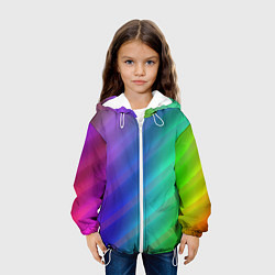 Куртка с капюшоном детская Полосы всех цветов радуги, цвет: 3D-белый — фото 2