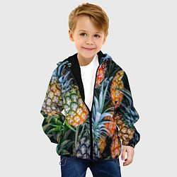Куртка с капюшоном детская Фон из ананасов, цвет: 3D-черный — фото 2