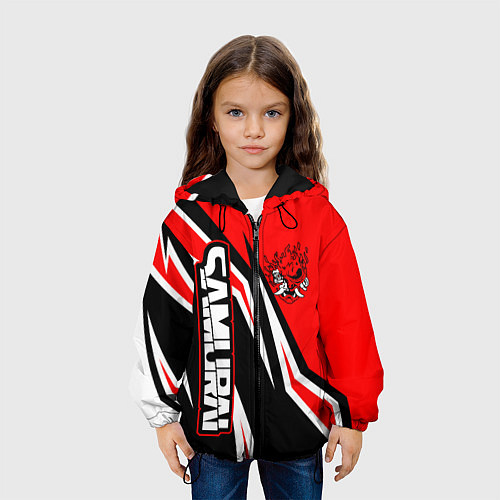 Детская куртка Samurai - Киберпанк 2077 - Красный спорт / 3D-Черный – фото 3