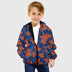 Куртка с капюшоном детская Осенние абстрактные цветы, цвет: 3D-черный — фото 2