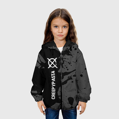 Детская куртка CreepyPasta glitch на темном фоне: по-вертикали / 3D-Черный – фото 3