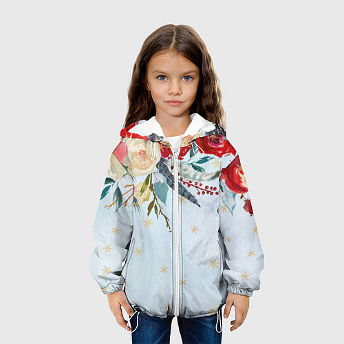 Детская куртка Новогодний букет из роз / 3D-Белый – фото 3